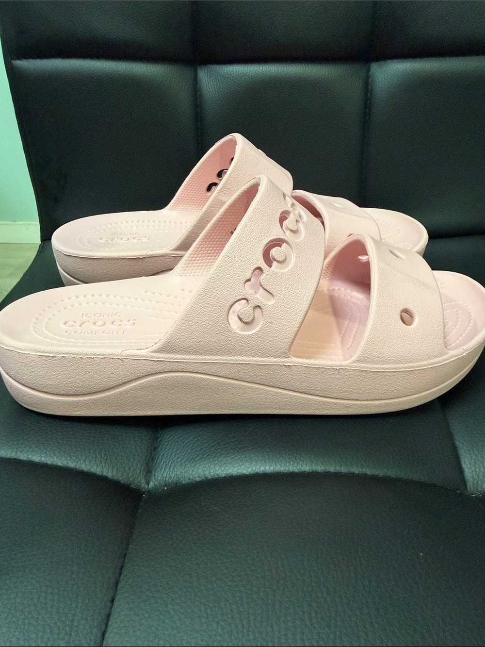 CROCS Light Pink Two-Strap Slide Sandals - Picture 3 of 7